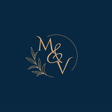 MV Initial Wedding Monogram Logo with Minimalistic Style