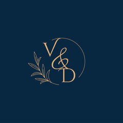 VD Initial Wedding Monogram Logo with Minimalistic Style