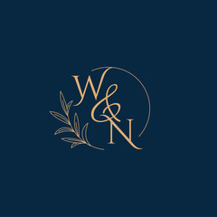 WN Initial Wedding Monogram Logo with Minimalistic Style