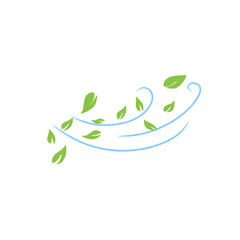 Green Leaves with blue wind wave