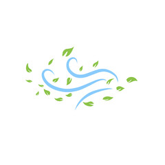 Green Leaves with blue wind wave