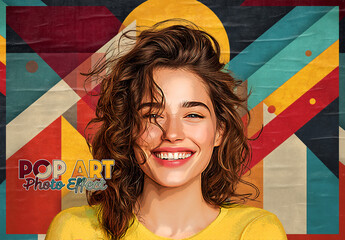 Retro Pop Art Style Photo Effect Mockup