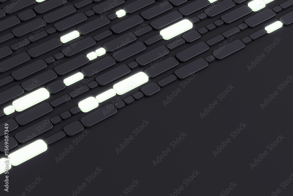 Fototapete futuristic illuminated black geometric blocks forming a modern abstract tech background template wit