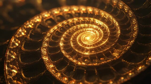 Golden spiral pattern with intricate, detailed design.