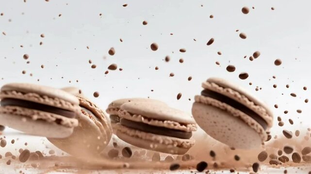 macaroon with coffee beans 