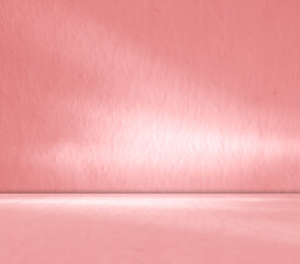 Pink background studio room abstract shadow overlay on wall floor, light gradient window loft...
