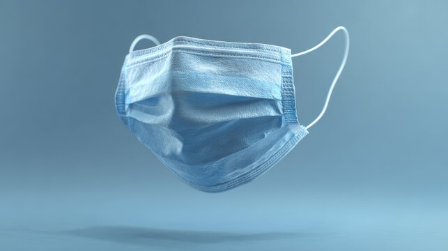 Floating surgical mask. Medical safety equipment - Powered by Adobe
