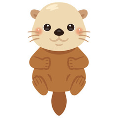 仰向けになったラッコのイラスト