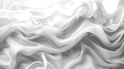 Flowing Translucent White Fabric Waves on transparent background with Fabric mockup
 