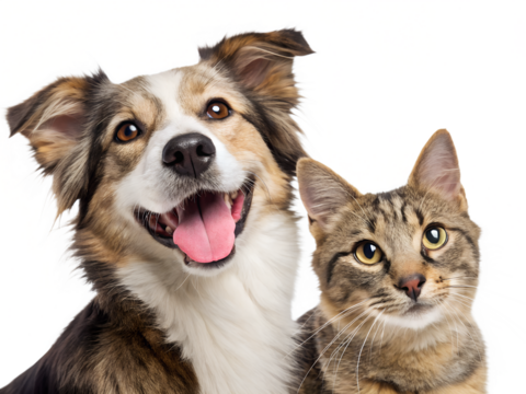  Cute Dog and Cat Friends Isolated on Transparent Background PNG