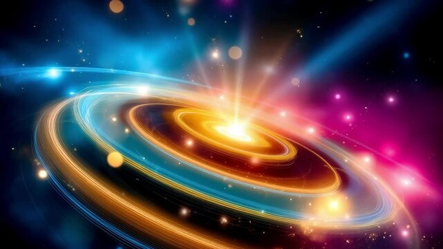 A black hole in the center of a black hole surrounded by stars and nebulas