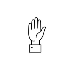 Obraz premium Line art illustration of a raised hand with sleeve 