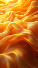 An abstract close-up featuring smooth golden fabric forming a rippled landscape, illuminated with bright highlights and subtle shadows.
