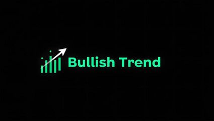 Vector illustration with &ldquo;Bullish Trend&rdquo; text, green chart, and bull icon. Perfect for stock, forex, or crypto trading platforms, finance content, and investment tools.