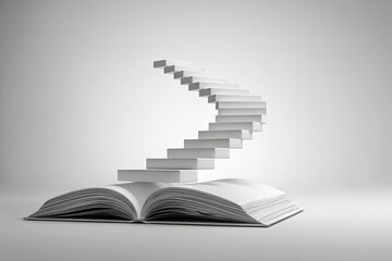 Abstract book with staircase representing learning growth and self improvement