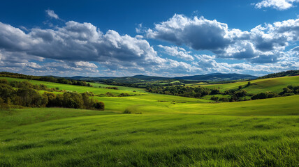 Obraz premium Meadow filled with bright green grass