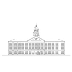 Obraz premium Outline of a historic building with a dome and multiple windows 