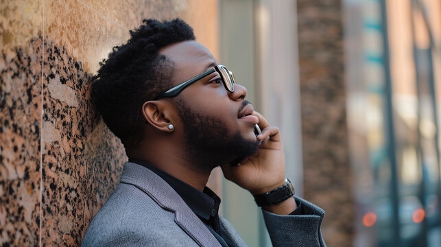 A man deeply engaged on a phone call, appearing focused and busy, possibly handling important work or personal matters in a professional or everyday setting.