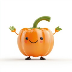 Obraz premium 3D cartoon character of a stuffed pepper, isolated on white.
