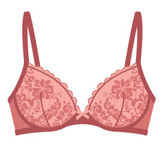 Lace bralette in pastel pink color with floral design and straps  