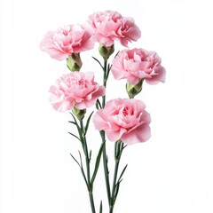 Obraz premium A bouquet of pink carnations, isolate on white background.