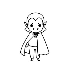 Fototapeta premium Cute little vampire wearing a cape and smiling happily 