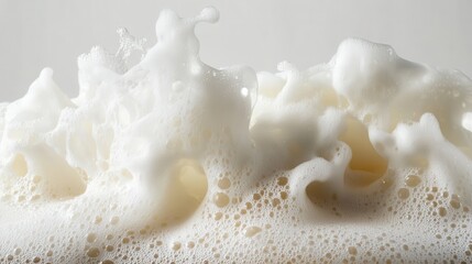 White Foam with Bubbles on Creamy Surface in Soft Light