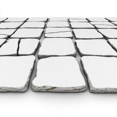 White Stone Pavement Texture Perspective View of Uneven Surface