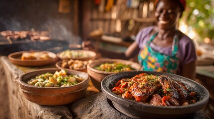 Obraz premium Authentic Culinary Journey: Traditional Kitchen Delights