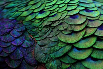 Iridescent Green and Blue Feather Detail Abstract