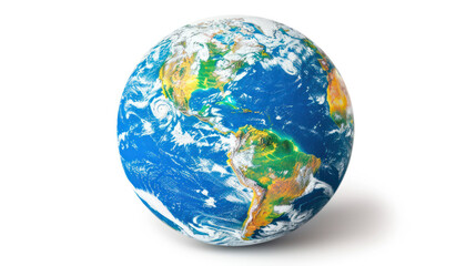 Earth Globe with Detailed Continents and Oceans Representing Geography and Environment in Bright Blue and Green Colors