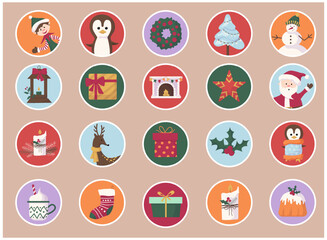 Festive Stickers: Cute Christmas Characters and Greetings