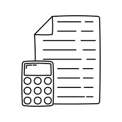 Calculator Outline Doodle, basic calculator and document, perfect for accounting, budget tracking, and financial service design.