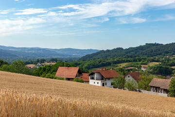 Rural landscape in hilly region of Serbia