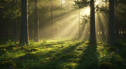 Fototapeta premium Misty Forest Trail on a Rainy Day