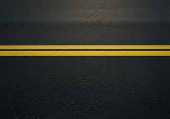 Asphalt Road Surface with Double Yellow Lines Texture Background