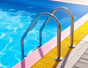 야외 수영장의 맑고 투명한 물결 Clear Water Ripples in Outdoor Pool


