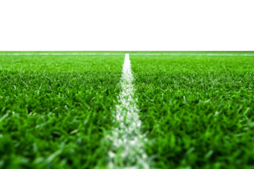 Green grass field white line isolated on a transparent background