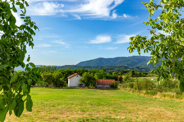 Rural landscape in hilly region of Serbia