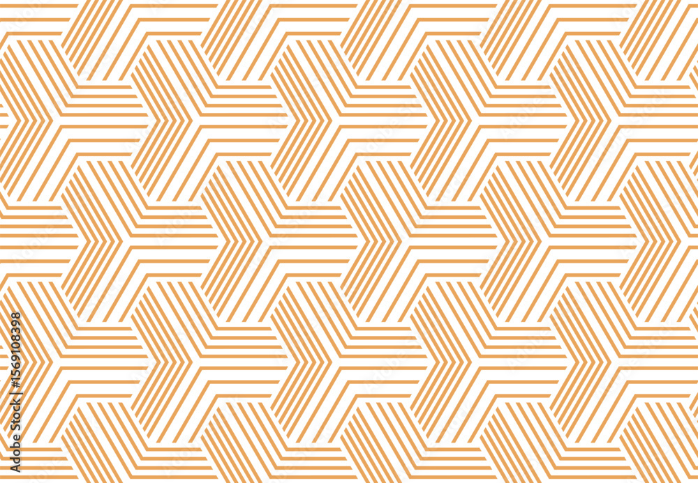 Poster Abstract geometric pattern with stripes, lines. Seamless vector background. White and golden ornament. Simple lattice graphic design