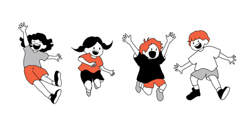 Naklejka premium Energetic Jumping Kids Vector Illustration