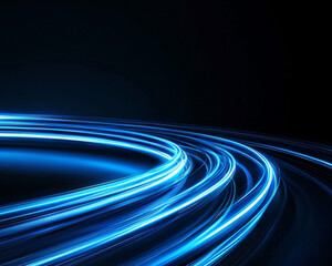 Blurred Blue Light Trails on Dark Background for Abstract Art