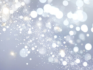 Sparkling Bokeh Lights on a Soft Gray Background in Dreamy Atmosphere