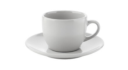 Obraz premium Elegant White Porcelain Teacup and Saucer A Study in Simple Elegance isolated on transparent baackground