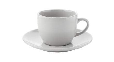 Elegant White Porcelain Teacup and Saucer A Study in Simple Elegance isolated on transparent baackground