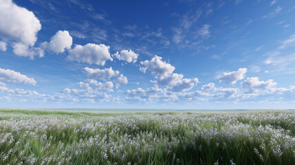 Ultra detailed field of grass stretching into the field