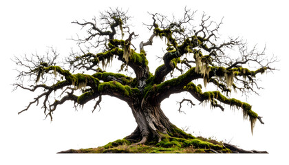 Ancient Oak: A majestic oak tree stands tall, its gnarled branches reaching towards the sky, evoking a sense of strength and resilience.