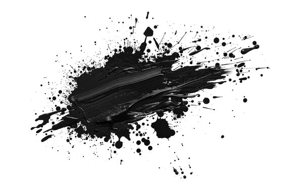 Black paint brush on empty transparent background. Isolated abstract stains explosion brushes. Generative ai - Powered by Adobe