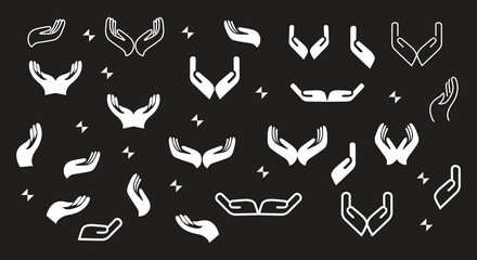 Hand gesture icon set of various shapes