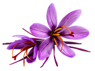 Purple saffron flowers with orange stigmas isolated on a transparent background.png